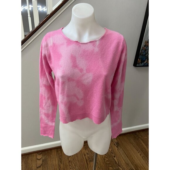 LoveShackFancy Shane Tie Dye Wool Cashmere Cropped Sweater Pink Size XS - Picture 4 of 7